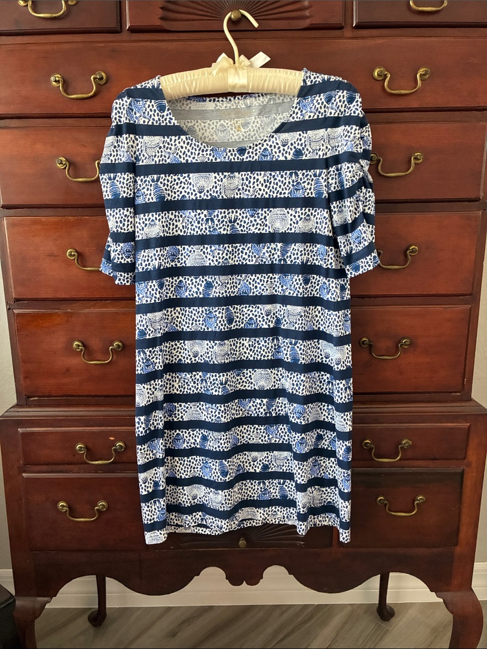 Lilly Pulitzer Blue and White Striped Midi Dress
